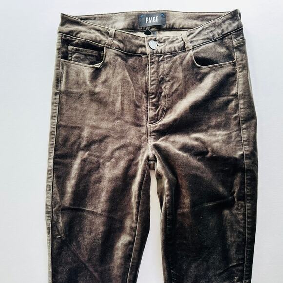 Paige Hoxton Velvet Ultra Skinny Jeans Size 27 Juniper Brown Stretch High Rise - Picture 2 of 9